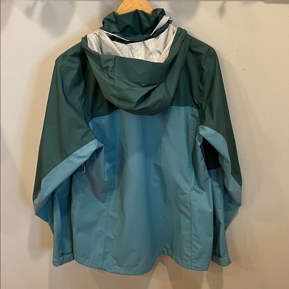 REI Peak 2.5L Rain Jacket Green Teal Hooded Waterproof Shell Size L - Picture 3 of 13